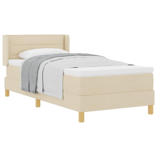 vidaXL Lit &agrave; ressorts avec matelas Cr&egrave;me 200 x 90 cm tissu