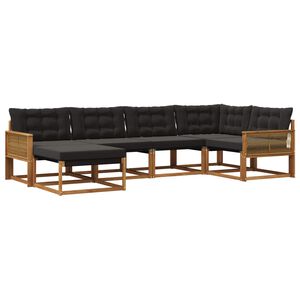 vidaXL Ensemble de canap&eacute;s d'ext&eacute;rieur 6 pcs Naturel et noir