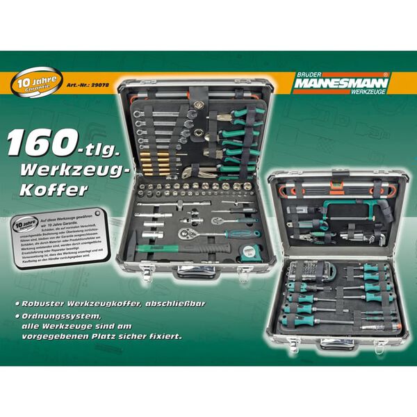 Br&uuml;der Mannesmann Ensemble d'outils 160 pi&egrave;ces 29078