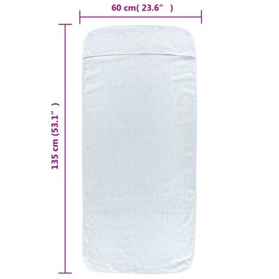 vidaXL Serviettes de plage 2 pcs blanc 60x135 cm tissu 400 GSM