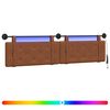 vidaXL T&ecirc;te de lit suspendue Avec lumi&egrave;re LED Marron PU antique