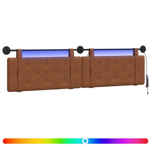 vidaXL T&ecirc;te de lit suspendue Avec lumi&egrave;re LED Marron PU antique