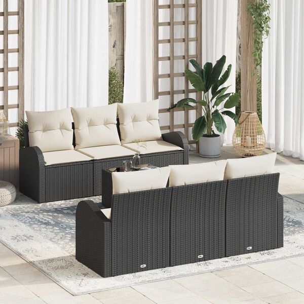 vidaXL Ensemble de canapé de jardin Noir 55 x 55 x 37 cm polyrotin