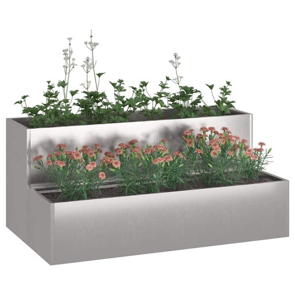 vidaXL Cache-pot de jardin Argent 100 x 60 x 45 cm Acier inoxydable