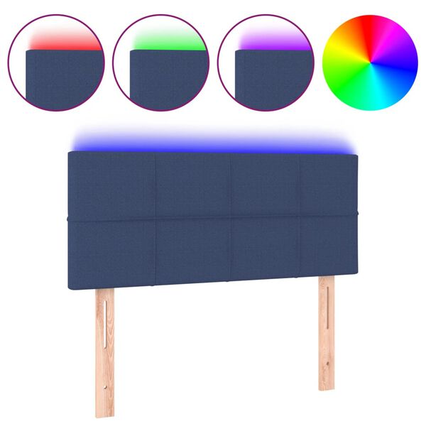vidaXL T&ecirc;te de lit &agrave; LED Bleu 90x5x78/88 cm Tissu
