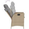 vidaXL Chaise inclinable de jardin coussins mélange beige poly rotin