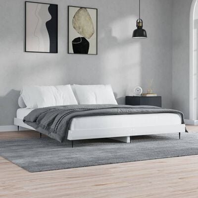 vidaXL Cadre de lit sans matelas blanc brillant 120x200 cm