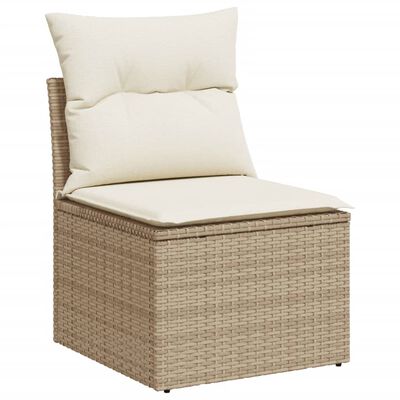 vidaXL Salon de jardin avec coussins 9 pcs beige résine tressée