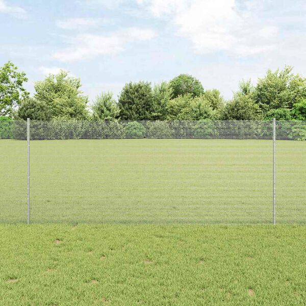 vidaXL Cl&ocirc;ture avec poteau Argent&eacute; 1 x 25 m Acier