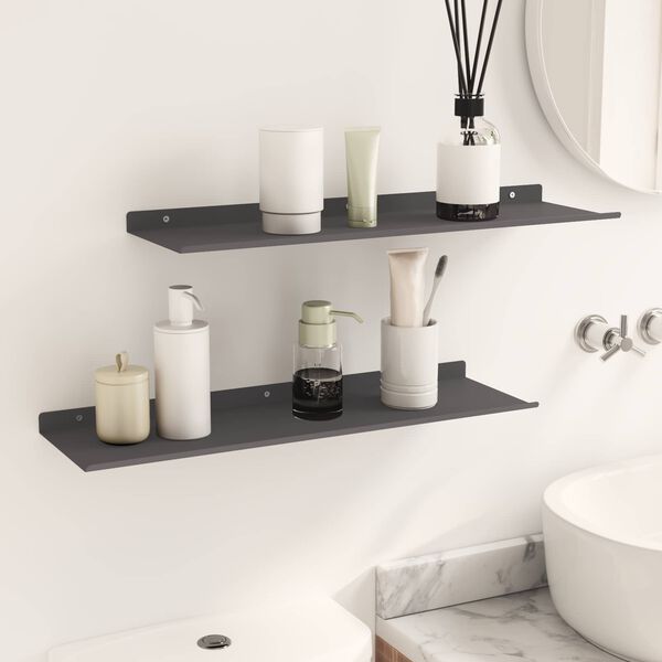 vidaXL &Eacute;tag&egrave;re flottante 2 pcs Noir 60 x 18 x 2,5 cm Acier