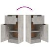 vidaXL Buffets 2 pcs Gris b&eacute;ton 30x30x70 cm Bois d'ing&eacute;nierie