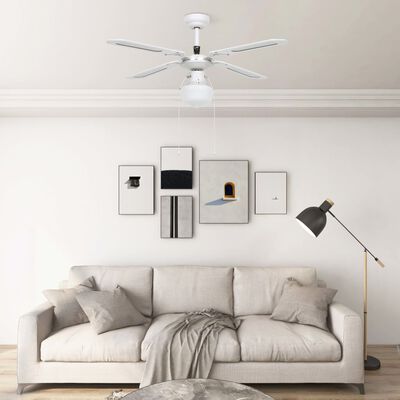 vidaXL Ventilateur de plafond avec lampe 106 cm Blanc