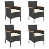 vidaXL Ensemble de bistro de jardin 5 pcs coussins noir poly rotin