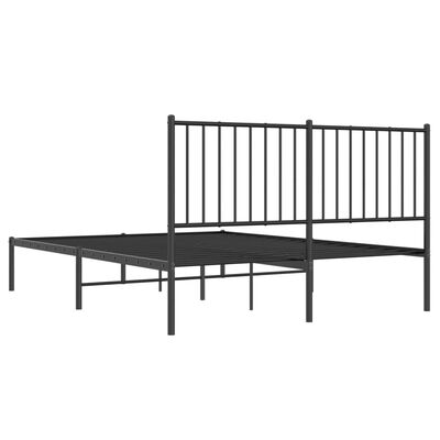 vidaXL Cadre de lit métal sans matelas avec tête de lit noir 135x190cm