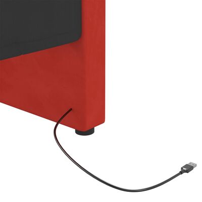 vidaXL Lit avec éclairage USB Rouge bordeaux Velours 90x200 cm