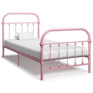 vidaXL Cadre de lit sans matelas rose m&eacute;tal 90x200 cm