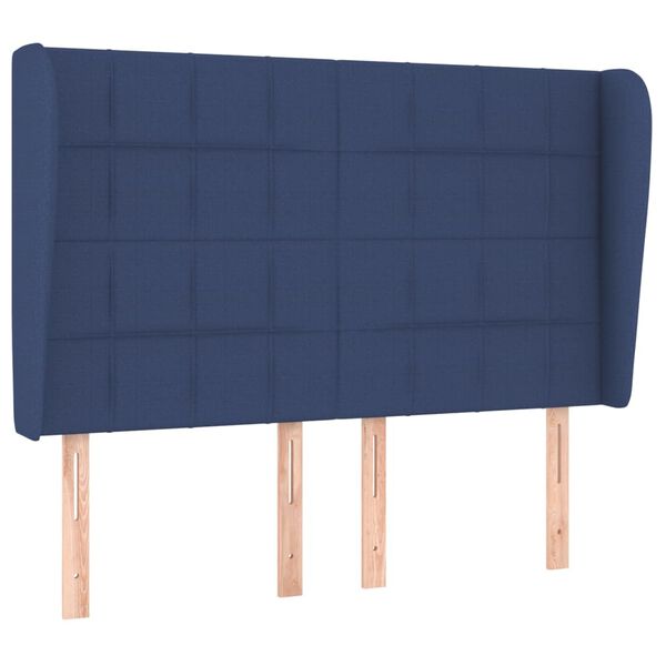 vidaXL T&ecirc;te de lit avec oreilles Bleu 147x23x118/128 cm Tissu