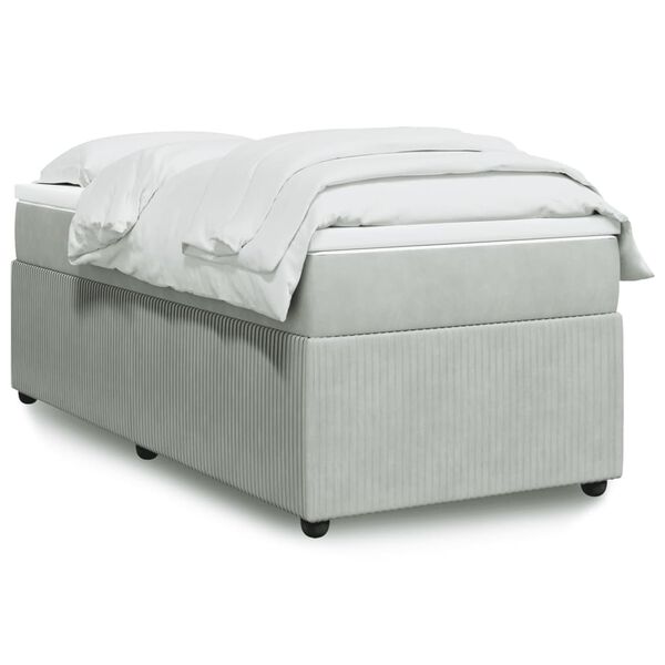 vidaXL Sommier &agrave; lattes de lit et matelas Gris clair 90x200 cm Velours