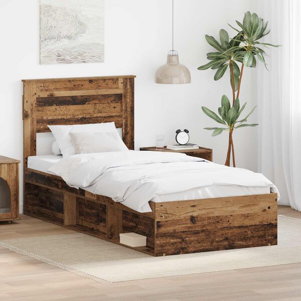 vidaXL Cadre de lit Bois ancien 75 x 190 cm Bois de pin massif