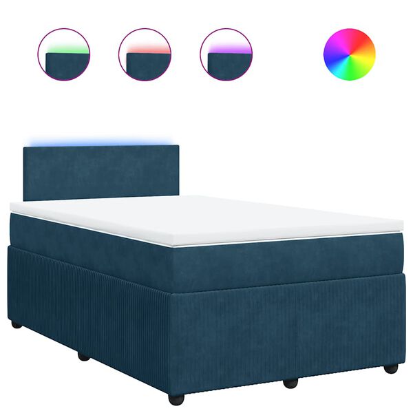 vidaXL Sommier &agrave; lattes de lit et matelas bleu 120x200 cm velours