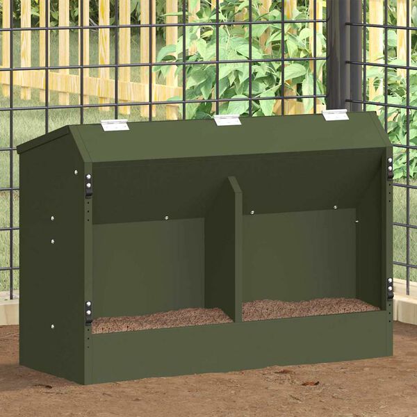 vidaXL Distributeur pour lapins Vert olive 64.5 x 25.5 x 45.5 cm