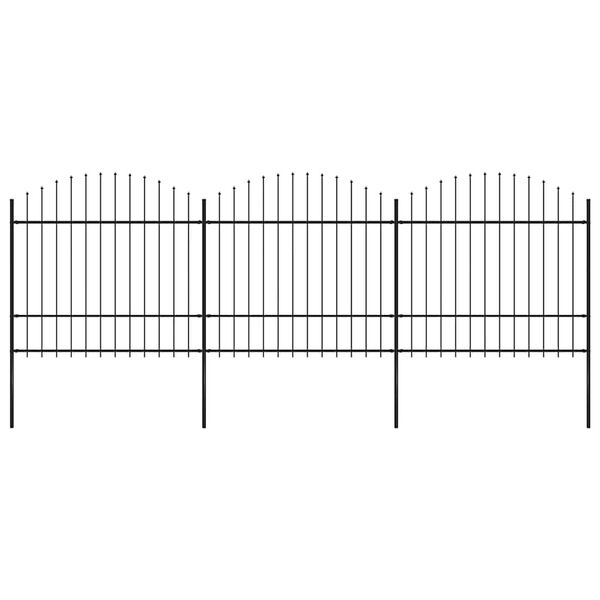 vidaXL Cl&ocirc;ture de jardin avec dessus en forme de lance en acier 537 x 175 cm Noir