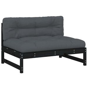 vidaXL Canap&eacute; central 120x80 cm noir bois de pin massif