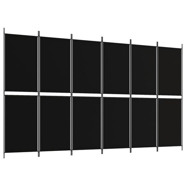 vidaXL Cloison de s&eacute;paration 6 panneaux Noir 300x180 cm Tissu