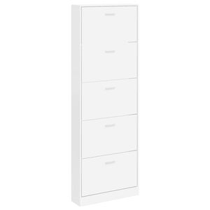 vidaXL Meuble &agrave; chaussures en bois avec 5 compartiments Blanc