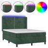 vidaXL Sommier &agrave; lattes de lit matelas et LED Vert fonc&eacute; 140x200 cm
