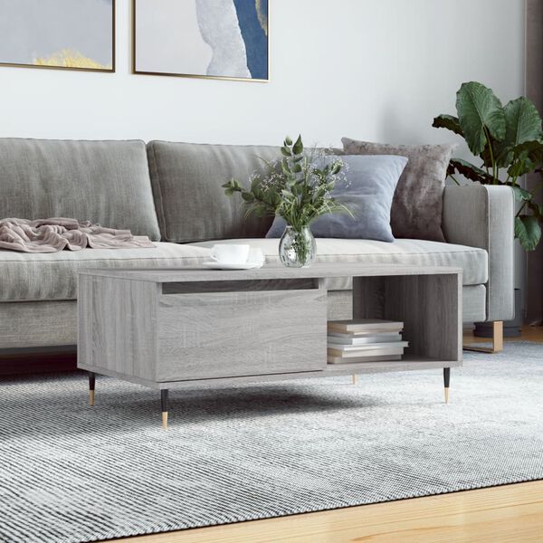 vidaXL Table basse Sonoma gris 90x50x36,5 cm Bois d'ing&eacute;nierie