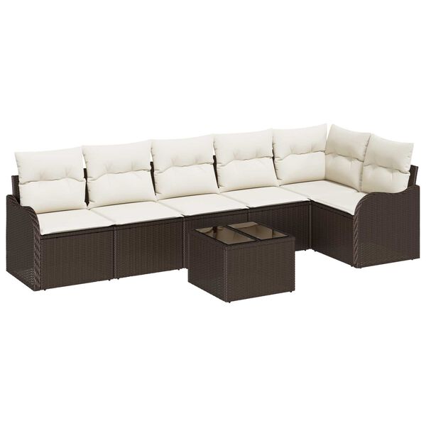 vidaXL Ensemble de canap&eacute; de jardin avec stockage 7 pcs Gris polyrotin