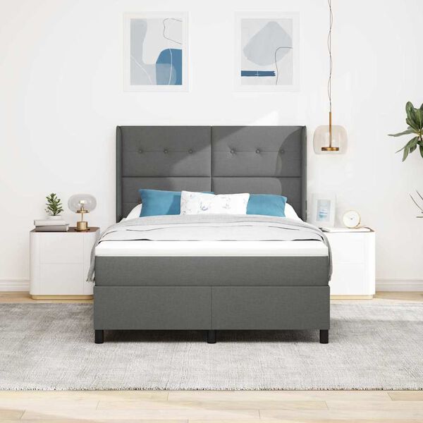 vidaXL Lit &agrave; ressorts avec matelas Gris fonc&eacute; 140 x 200 cm tissu
