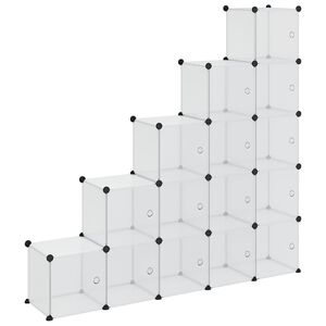 vidaXL Organiseur de rangement en cube avec 15 cubes et portes en PP transparent