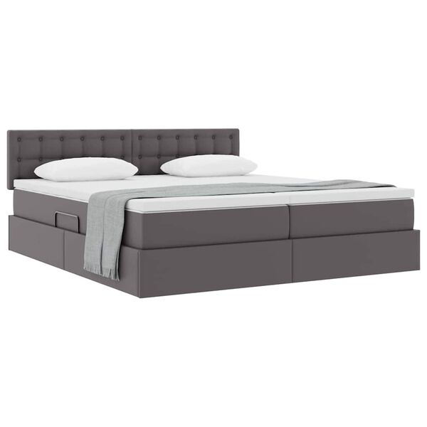 vidaXL Lit de Rangement Gris 200 x 200 cm Cuir synth&eacute;tique