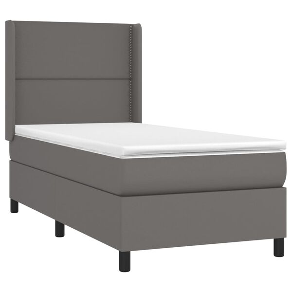 vidaXL Sommier &agrave; lattes de lit matelas LED Gris 90x190 cm Similicuir