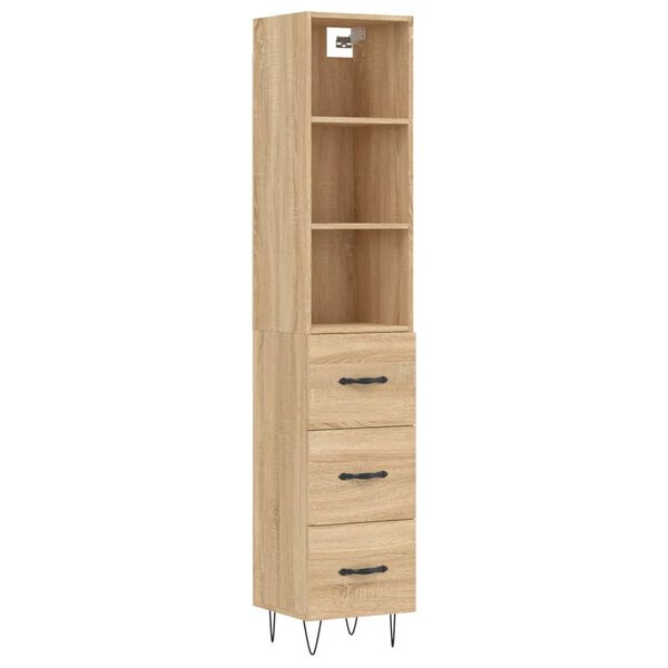 vidaXL Buffet haut Ch&ecirc;ne sonoma 34,5x34x180 cm Bois d'ing&eacute;nierie