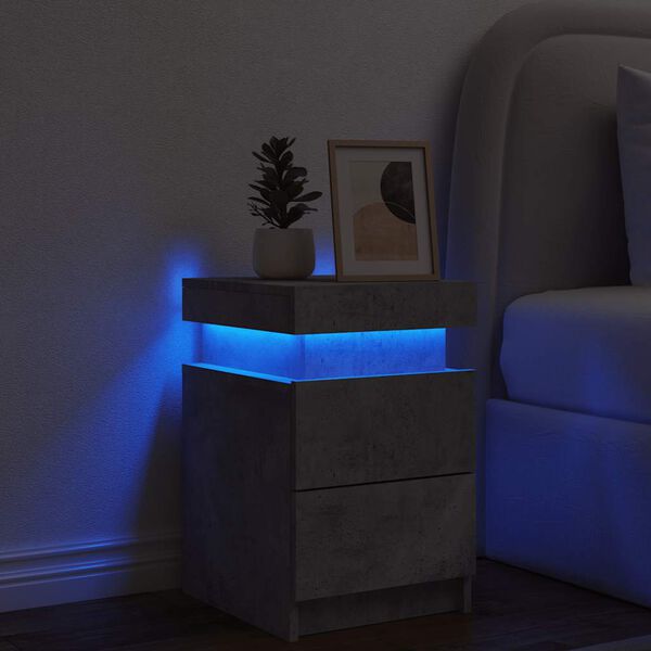 vidaXL Table de chevet avec lumi&egrave;res LED gris b&eacute;ton 35x39x55 cm