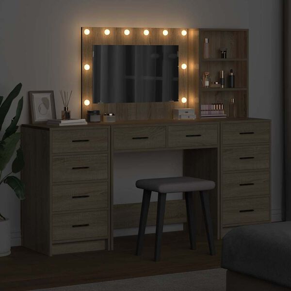 vidaXL Table de Toilette 3 pcs Ch&ecirc;ne Sonoma Bois d'ing&eacute;nierie
