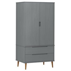 vidaXL Garde-robe MOLDE Gris 90x55x175 cm Bois massif de pin