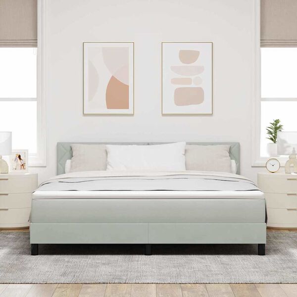 vidaXL Lit &agrave; ressort LED avec matelas Gris clair 180 x 200 cm Velours