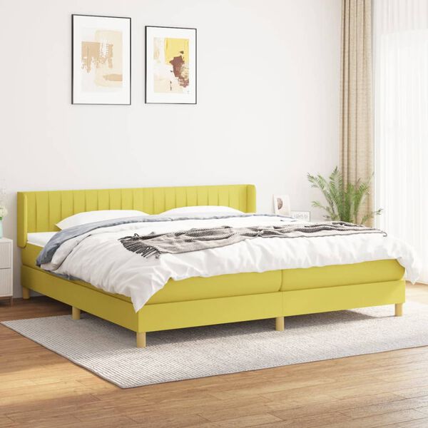 vidaXL Sommier &agrave; lattes de lit avec matelas Vert 200x200 cm Tissu
