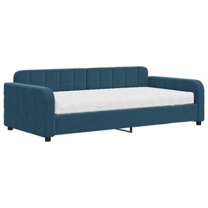 vidaXL Lit de jour avec matelas bleu 100x200 cm velours