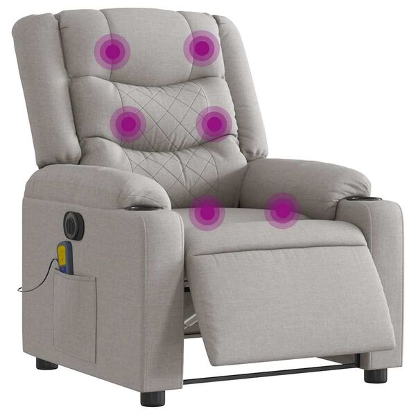 vidaXL Fauteuil de massage inclinable &eacute;lectrique gris nuage tissu
