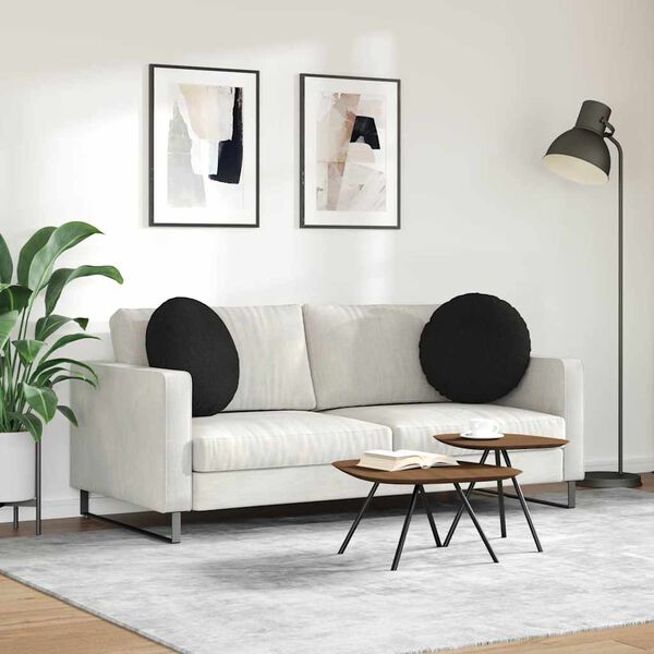 vidaXL Coussins de si&egrave;ge 2 pcs Noir &Oslash;50 x 19 cm tissu