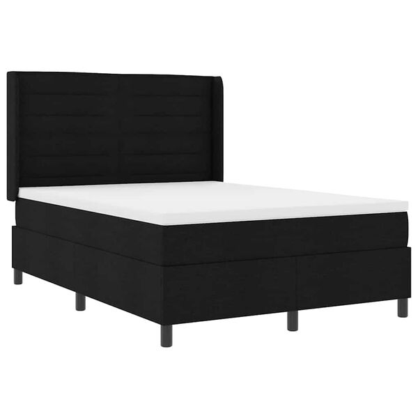 vidaXL Lit &agrave; ressorts avec matelas Noir 200 x 160 cm tissu
