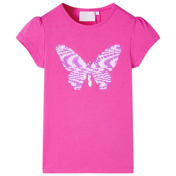 T-shirt pour enfants &agrave; mancherons rose fonc&eacute; 128