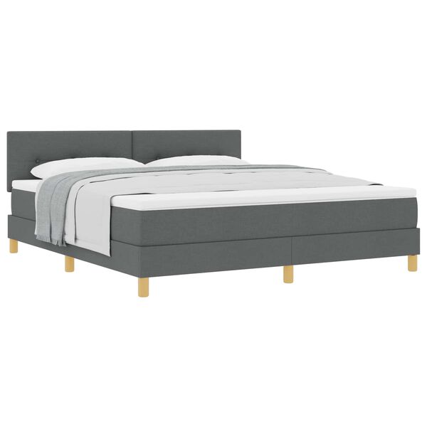 vidaXL Lit &agrave; ressorts avec matelas Gris fonc&eacute; 180 x 200 cm tissu