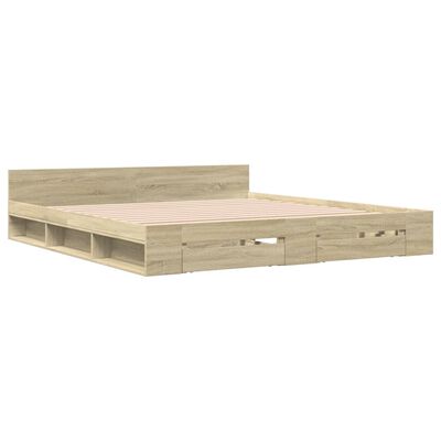vidaXL Cadre de lit à tiroirs chêne sonoma 180x200cm bois d'ingénierie