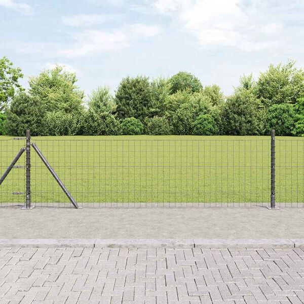 vidaXL Poteau de cl&ocirc;ture. 13 pcs Gris Acier